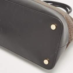 Michael Kors Black/Brown Signature Coated Canvas and Leather Extra Large Emmy Satchel