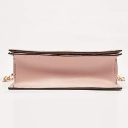 Pre Owned Michael Kors Old Rose Signature Coated Canvas and Leather Jet Set Full Flap Shoulder Bag