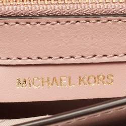 Pre Owned Michael Kors Old Rose Signature Coated Canvas and Leather Jet Set Full Flap Shoulder Bag