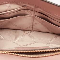 Pre Owned Michael Kors Old Rose Signature Coated Canvas and Leather Jet Set Full Flap Shoulder Bag