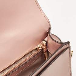 Pre Owned Michael Kors Old Rose Signature Coated Canvas and Leather Jet Set Full Flap Shoulder Bag