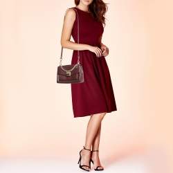 Pre Owned Michael Kors Burgundy Leather Small Lita Shoulder Bag