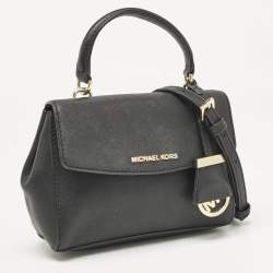 Michael Kors Black Leather Mini Ava Top Handle Bag