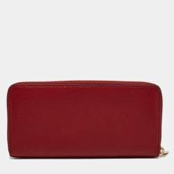 Michael Kors Red Leather Zip Continental Wallet