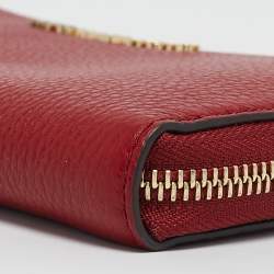 Michael Kors Red Leather Zip Continental Wallet