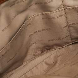Michael Kors White/Brown Signature Coated Canvas Jet Set Tote