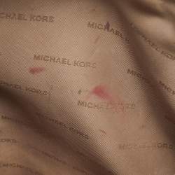 Michael Kors White/Brown Signature Coated Canvas Jet Set Tote