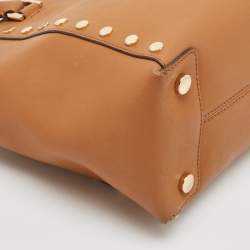 Pre Owned Michael Kors Brown Leather Studded Satchel