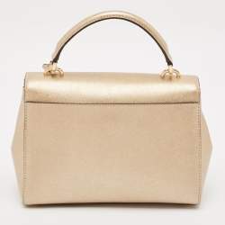 Michael Kors Gold Leather Small Ava Top Handle Bag