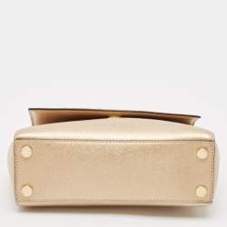 Michael Kors Gold Leather Small Ava Top Handle Bag