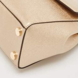 Michael Kors Gold Leather Small Ava Top Handle Bag