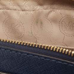 Pre Owned Michael Kors Navy Blue Leather Jet Set Camera Crossbody Bag