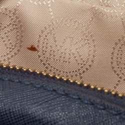 Pre Owned Michael Kors Navy Blue Leather Jet Set Camera Crossbody Bag