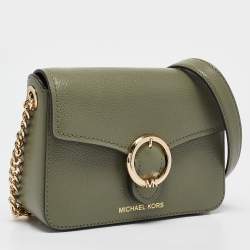 Pre Owned Michael Kors Olive Green Leather Small Wanda Shoulder Bag