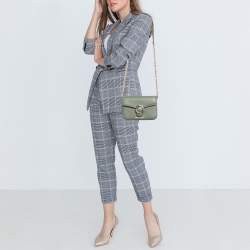 Pre Owned Michael Kors Olive Green Leather Small Wanda Shoulder Bag