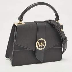 Pre Owned Michael Kors Black Leather Small Greenwich Shoulder Bag