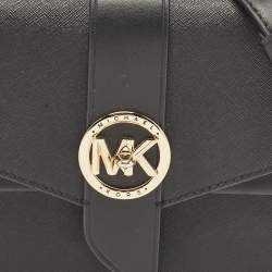 Pre Owned Michael Kors Black Leather Small Greenwich Shoulder Bag