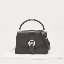 Pre Owned Michael Kors Black Leather Small Greenwich Shoulder Bag
