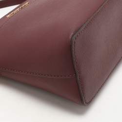 Pre Owned Michael Kors Burgundy Leather Medium Jet Set Travel Dome Crossbody Bag