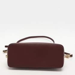 Pre Owned Michael Kors Burgundy Leather Medium Jet Set Travel Dome Crossbody Bag
