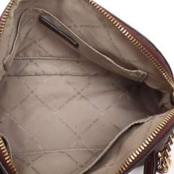 Pre Owned Michael Kors Burgundy Leather Medium Jet Set Travel Dome Crossbody Bag