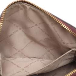Pre Owned Michael Kors Burgundy Leather Medium Jet Set Travel Dome Crossbody Bag