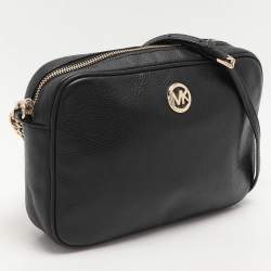 Pre Owned Michael Kors Black Leather Crossbody Bag