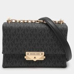 Michael Kors Dark Grey Coated Canvas Cece Shoulder Bags