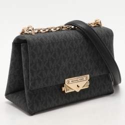 Michael Kors Dark Grey Coated Canvas Cece Shoulder Bags