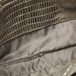 Pre Owned Michael Kors Silver Python Effect Suede Sloan Chain Clutch