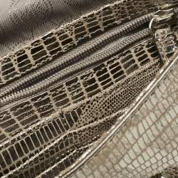 Pre Owned Michael Kors Silver Python Effect Suede Sloan Chain Clutch