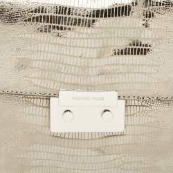 Pre Owned Michael Kors Silver Python Effect Suede Sloan Chain Clutch