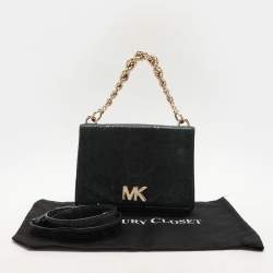 Michael Kors Green Python Embossed Leather Turn Lock Shoulder Bag