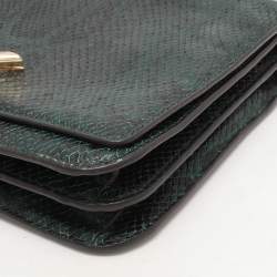 Michael Kors Green Python Embossed Leather Turn Lock Shoulder Bag