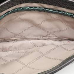 Michael Kors Green Python Embossed Leather Turn Lock Shoulder Bag