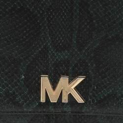 Michael Kors Green Python Embossed Leather Turn Lock Shoulder Bag