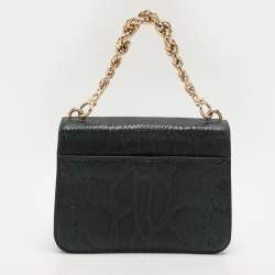 Michael Kors Green Python Embossed Leather Turn Lock Shoulder Bag