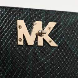 Michael Kors Green Python Embossed Leather Turn Lock Shoulder Bag