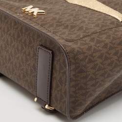 Michael Kors Brown Signature Coated Canvas Jessa Convertible Backpack