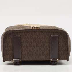 Michael Kors Brown Signature Coated Canvas Jessa Convertible Backpack