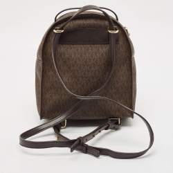 Michael Kors Brown Signature Coated Canvas Jessa Convertible Backpack