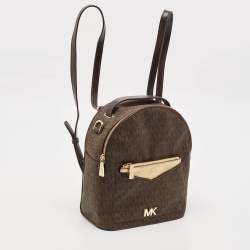 Michael Kors Brown Signature Coated Canvas Jessa Convertible Backpack