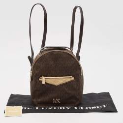 Michael Kors Brown Signature Coated Canvas Jessa Convertible Backpack
