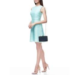 Michael Kors Blue Leather Elsie Box Chain Clutch