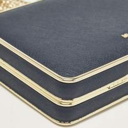 Michael Kors Blue Leather Elsie Box Chain Clutch