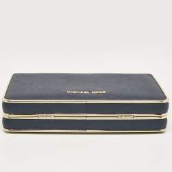 Michael Kors Blue Leather Elsie Box Chain Clutch