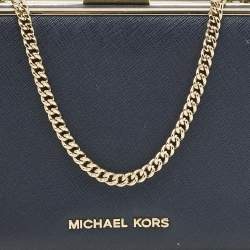 Michael Kors Blue Leather Elsie Box Chain Clutch