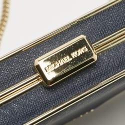 Michael Kors Blue Leather Elsie Box Chain Clutch