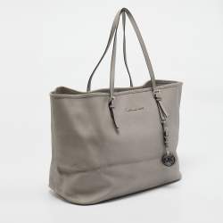 Michael Kors Grey Faux Leather Large Jet Set Travel Tote