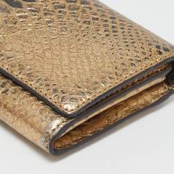 مملوكة مسبقًا Michael Kors Gold Python Embossed Leather Continental Wallet